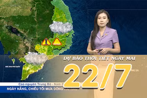 [Video] Dự báo thời tiết đêm nay và ngày mai ngày 22/7/2026: Bắc Bộ giảm mưa, Trung Bộ bước vào cao điểm nắng nóng
