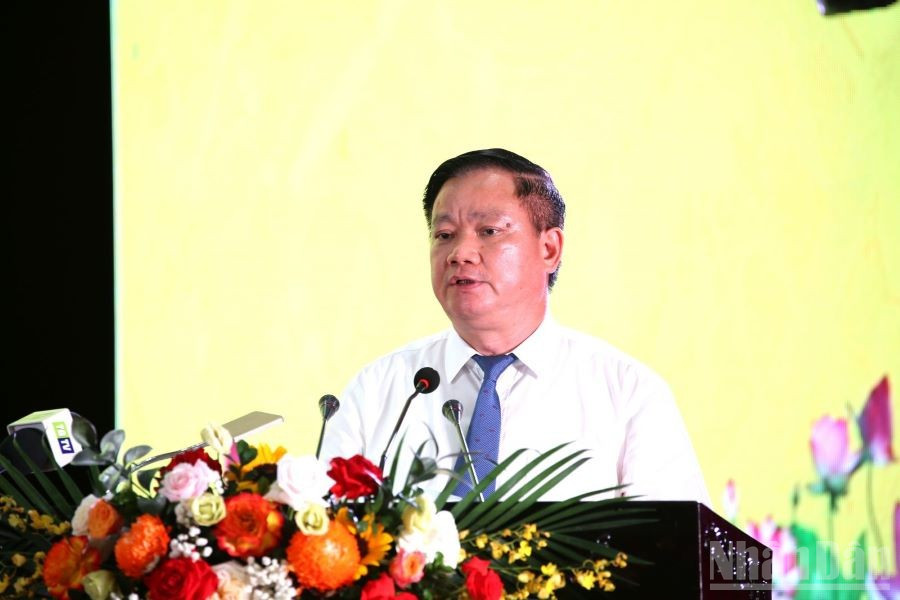 Đồng chí Nguyễn Khắc Thận, Bí thư Tỉnh ủy Thái Bình, phát biểu tại Lễ kỷ niệm. ndo_br_6a12b54b6258df01b123e132c776aa47.jpg