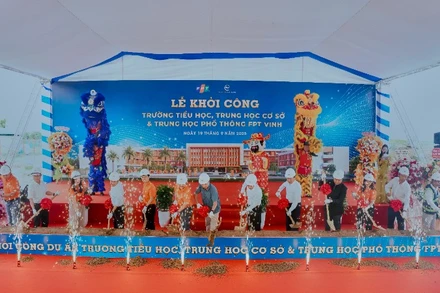 Nghi thức khởi công công trình Trường tiểu học, trung học cơ sở, trung học phổ thông.