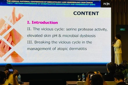 Báo cáo viên trình bày tại hội nghị.