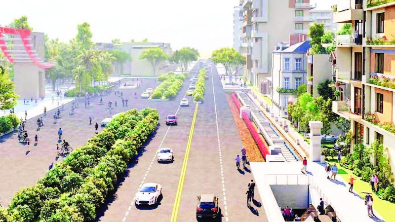 Phối cảnh tuyến Metro số 2 Bến Thành-Tham Lương đoạn qua Công viên Lê Thị Riêng. (Ảnh MAUR)