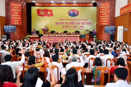 Các đại biểu biểu quyết thông qua Nghị quyết Đại hội.