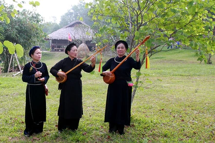 Trình diễn Then. Ảnh: KHIẾU MINH