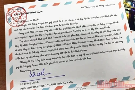 Thư của Phó chủ tịch UBND TP Đà Nẵng