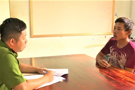 Đối tượng Lê Hoàng Hảo tại cơ quan Công an TP Buôn Ma Thuột.