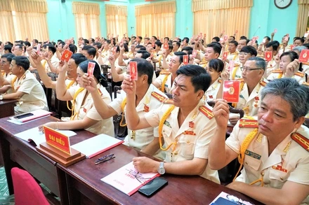 Các đại biểu biểu quyết tại Đại hội.