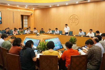 Quang cảnh buổi họp Ban chỉ đạo. (Ảnh: NGUYỄN HÀ)