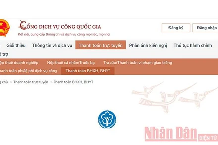 Giao diện Cổng Dịch vụ công quốc gia.