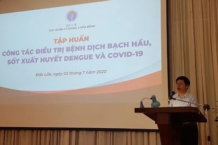 ThS Nguyễn Trọng Khoa, Phó Cục trưởng Cục Quản lý khám, chữa bệnh phát biểu tại buổi tập huấn.