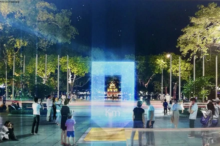Phối cảnh không gian của phương án thiết kế biểu tượng “Cổng ánh sáng”.