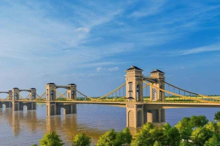 Phối cảnh phương án kiến trúc cầu Trần Hưng Đạo. (Ảnh: TEDI)