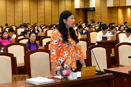 Đại biểu HĐND thành phố phát biểu ý kiến thảo luận tại kỳ họp.