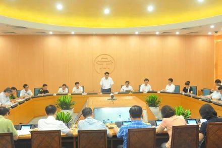 Quang cảnh buổi họp Ban chỉ đạo. (Ảnh: NGUYỄN HIỀN)