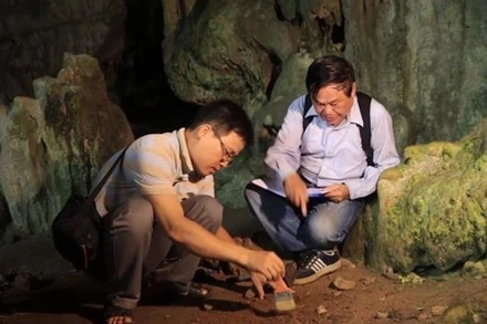 Các nhà khảo cổ khảo sát một trong các hang động nằm ở vùng lõi Vườn quốc gia Ba Bể. 