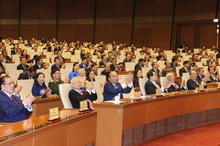 Lãnh đạo Đảng, Nhà nước dự phiên bế mạc Kỳ họp thứ 9, Quốc hội khóa XIV. Ảnh: ĐĂNG KHOA