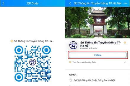 Người dân có thể quét mã QR và nhấn “Quan tâm” sẽ nhận được ngay những tin tức về bầu cử.