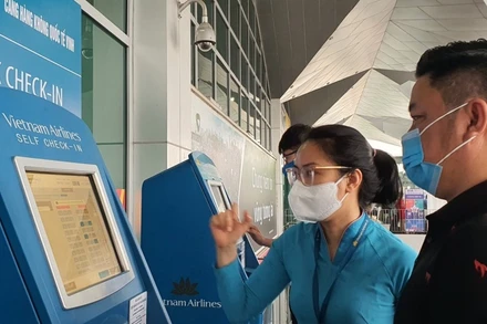 Kiosk check-in tại sân bay Vinh. (Ảnh: Hãng hàng không Vietnam Airlines cung cấp)