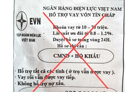Giả mạo thương hiệu EVN quảng cáo cho vay tín chấp