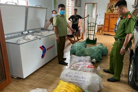 Đoàn kiểm tra làm việc thu giữ hơn 3 tấn chả.