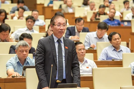 Đại biểu Quốc hội Nguyễn Chiến (TP Hà Nội) phát biểu ý kiến tại phiên thảo luận chiều 1-4. Ảnh: Quochoi.vn