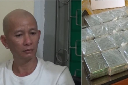 Đối tượng Hà Quang Hiệp cùng tang vật.