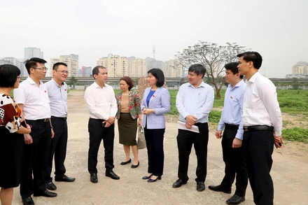 Lãnh đạo HĐND TP Hà Nội kiểm tra hiện trường tại một dự án để hoang hóa nhiều năm nay.