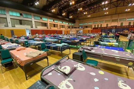 Một bệnh viện dã chiến được thiết lập tại Trường ĐH Maejo ở tỉnh Chiang Mai. (Ảnh: Bưu điện Bangkok)