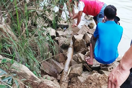 Phát lộ đường ống xả thải trộm của HTX Xuân Dương.