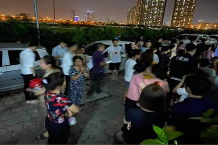 Tòa nhà G-chung cư Xuân Mai Complex, nơi cháu bé sinh sống. (Ảnh: Công an cung cấp)