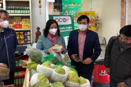 Các sản phẩm OCOP trưng bày tại Điểm giới thiệu và bán sản phẩm OCOP ở quận Cầu Giấy.