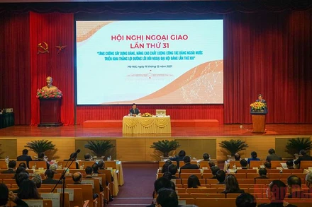 Toàn cảnh Hội nghị về công tác xây dựng Đảng và công tác đảng ngoài nước. (Ảnh: Đinh Trường)