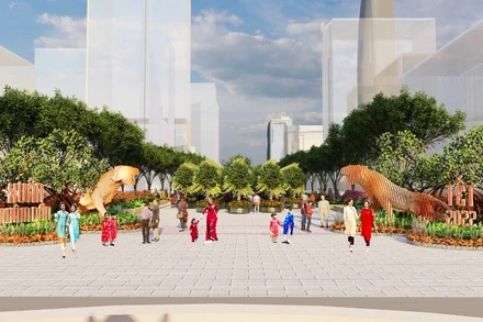 Phối cảnh cổng chào Đường hoa Nguyễn Huệ Nhâm Dần 2022.