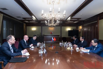 Phó Thủ tướng Lê Văn Thành làm việc với Phó Thủ tướng Dmitry Chernyshenko. (Ảnh: Thanh Thể)