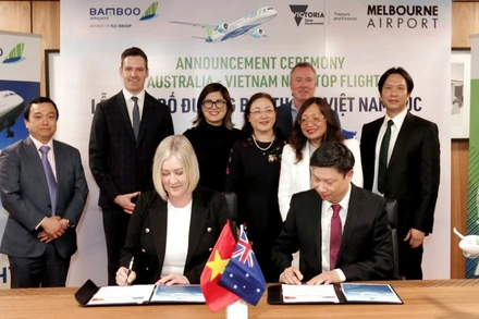 Bamboo Airways công bố mở đường bay thẳng Việt Nam-Australia và ký các hợp đồng với phía Australia. (Ảnh Bamboo Airways cung cấp)