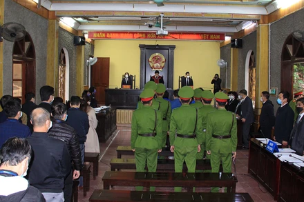 Phiên tòa xét xử vụ án Bùi Thị Hoa và đồng phạm.