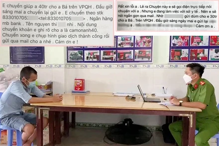 Đối tượng Đặng Thanh Tùng tại cơ quan công an.