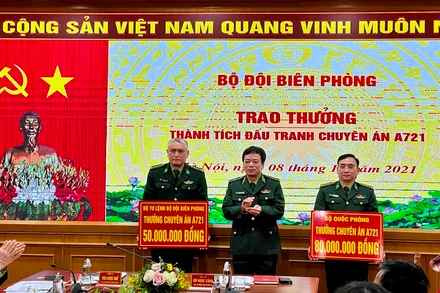Bộ Quốc phòng, Bộ Tư lệnh Biên phòng trao thưởng cho Ban Chuyên án A721.