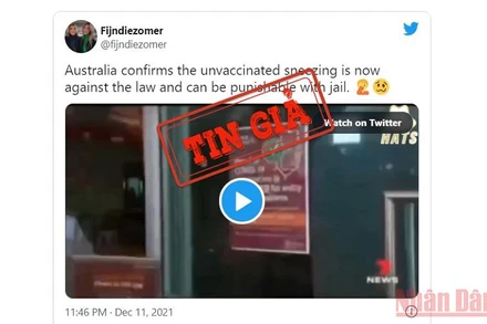 Một bài đăng trên mạng xã hội Twitter đưa tin sai sự thật về các biện pháp y tế công cộng ở bang Queensland, Australia. 