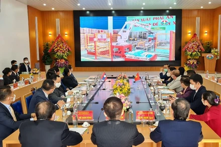 Các đại biểu nghe giới thiệu về hoạt động của Tập đoàn Quế Lâm.