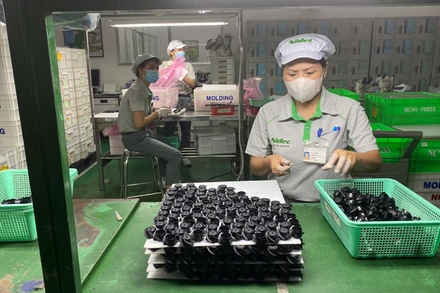 Ảnh minh họa: Dây chuyền sản xuất linh kiện điện tử tại Công ty TNHH Nidec Việt Nam, Khu công nghệ cao Thành phố Hồ Chí Minh.