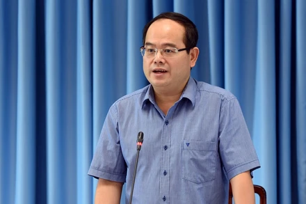 Đồng chí Quản Minh Cường phát biểu chỉ đạo trong một lần họp Ban Chỉ đạo phòng, chống Covid-19 tỉnh Đồng Nai.