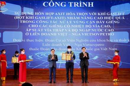 Công trình sử dụng hỗn hợp axit hòa trộn với khí gaslift của đoàn viên Vietsovpetro là 1 trong 10 công trình tiêu biểu xuất sắc nhất tại cuộc thi “Đổi mới, sáng tạo phát triển doanh nghiệp lần thứ II" năm 2021.