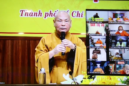 Hòa thượng Thích Thiện Nhơn, Chủ tịch Hội đồng Trị sự phát biểu khai mạc hội nghị.