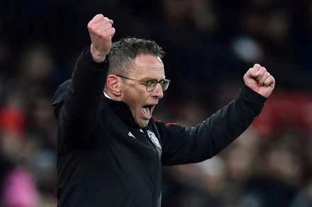 Ralf Rangnick có chiến thắng đầu tay với tư cách HLV tạm quyền MU. (Ảnh: Daily Mail)