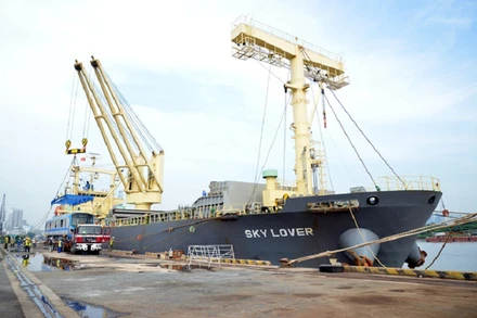 Đoàn tàu số 8, 9 cập cảng Khánh Hội (quận 4) vào sáng 7/12. (Ảnh: TTXVN)