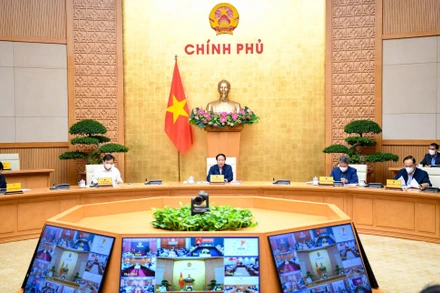 Ban Chỉ đạo quốc gia về phòng, chống thiên tai tổ chức cuộc họp trực tuyến kết nối với 28 tỉnh thành phố chiều 17/12. Ảnh: Tổng cục Phòng, chống thiên tai 