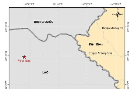 Bản đồ tâm chấn động đất. Nguồn: Viện Vật lý địa cầu.