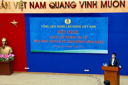 Phó Chủ tịch Tổng Liên đoàn Lao động Việt Nam Ngọ Duy Hiểu thông tin về tình hình chăm lo Tết Nguyên đán năm 2022 cho người lao động.