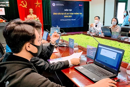 Diễn tập ứng cứu sự cố an toàn thông tin tại trụ sở Viettel Hải Phòng.