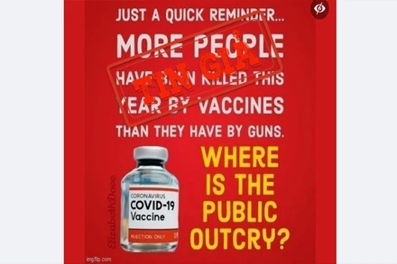 Ảnh chụp màn hình một bài đăng lan truyền thông tin sai sự thật.